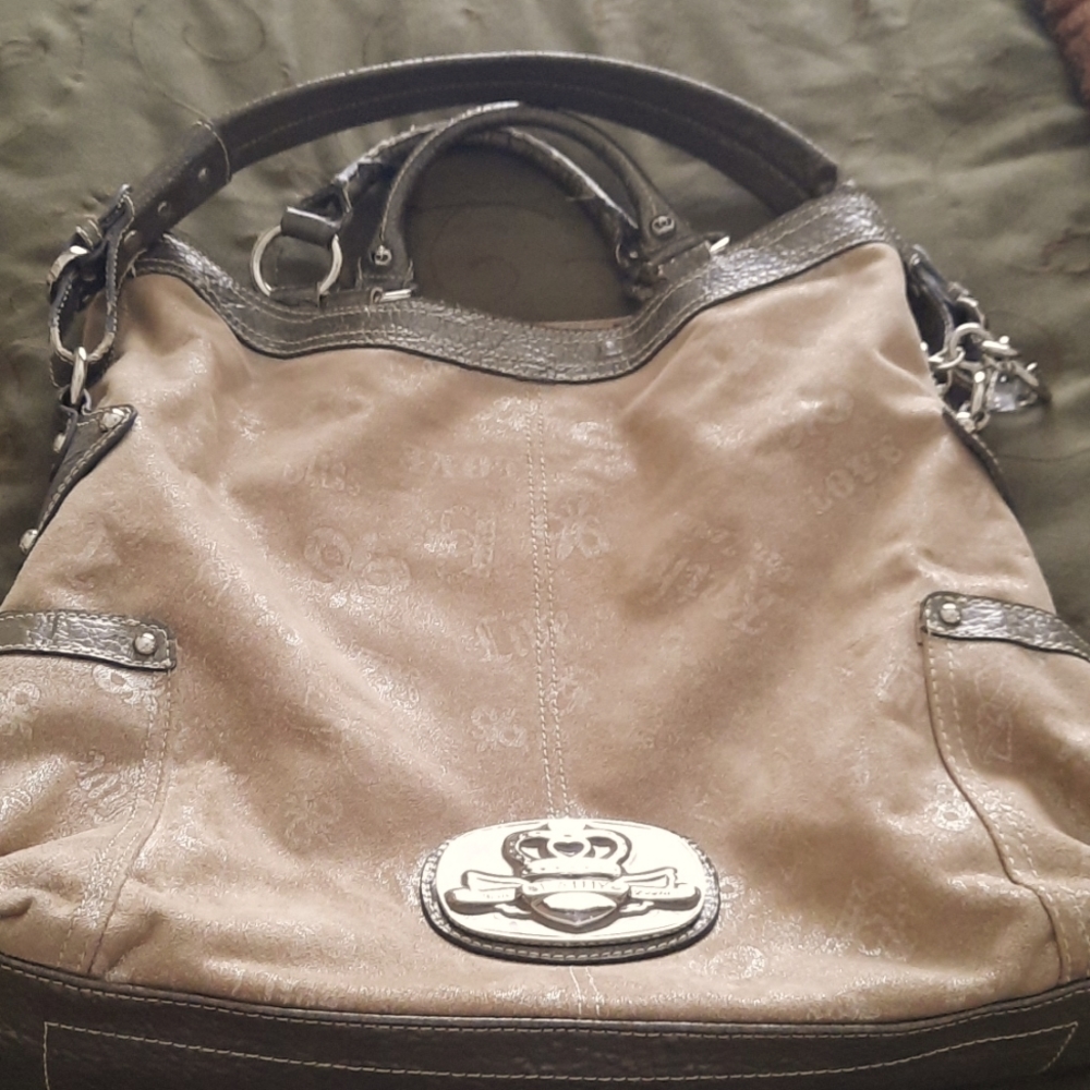 Kathy VanZeeland leather trimmed hobo style purse